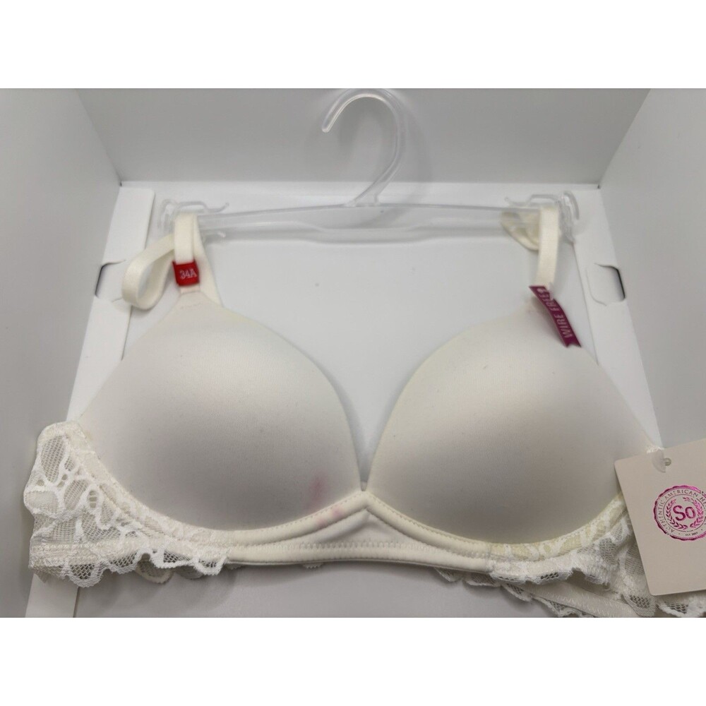 So Soft Wirefree Bra 34A Lace Bottom Adjustable Straps Brand New Tags WITH FLAWS
